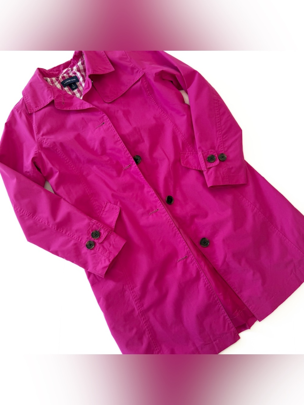 Lands End Sunshower Coat Womens Small 6 8 Fuschia Pink Trench New